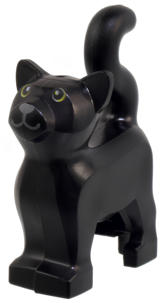 Кошка черная Lego Cat, Standing with Lime Eyes and Dark Bluish Gray Nose and Mouth Pattern (Hocus Pocus Thackery Binx) 13786pb10 U